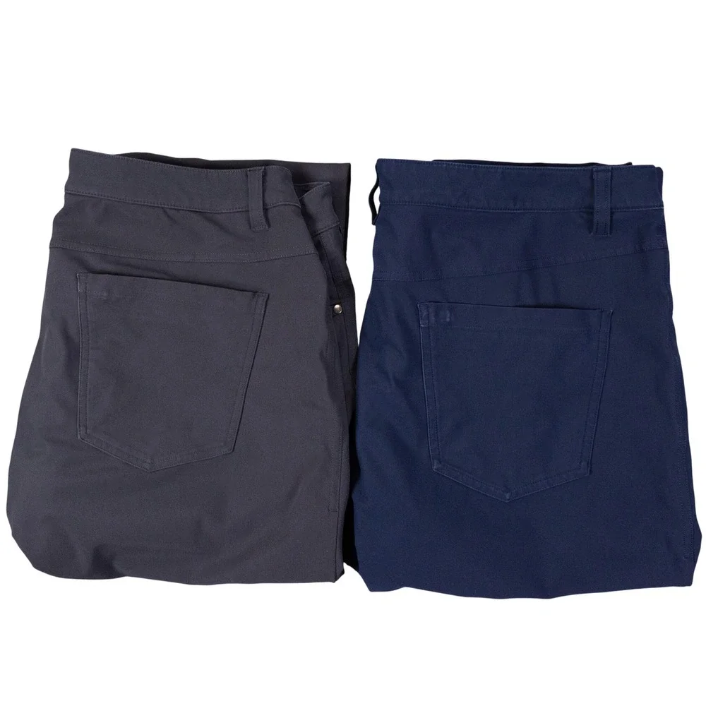 Lot of 2 Lululemon ABC Pants Classic Fit Warpstreme Mens 36 Blue Grey Tech Chino